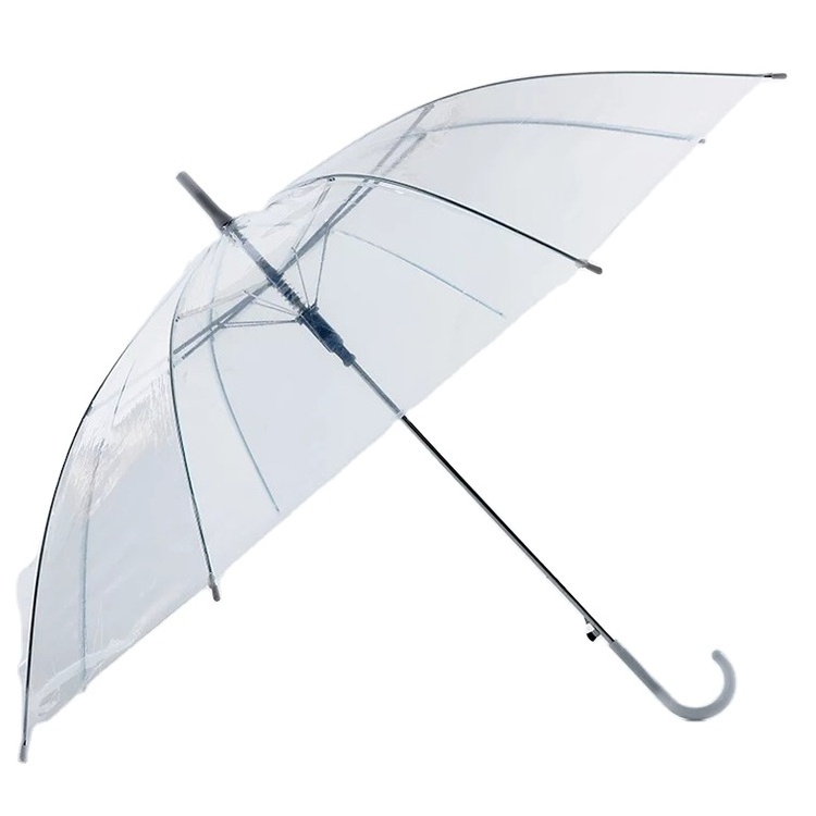 transparent PVC fabric auto open clear umbrella white color  pink color bright color clear umbrella