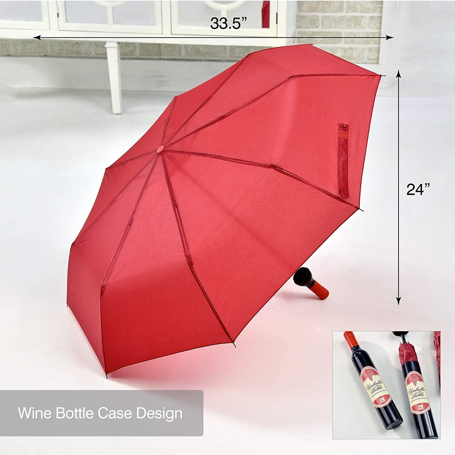 Playmaker Toys Brella Vineyards Cabernet Wine Bottle Hidden Umbrella, Burgundy