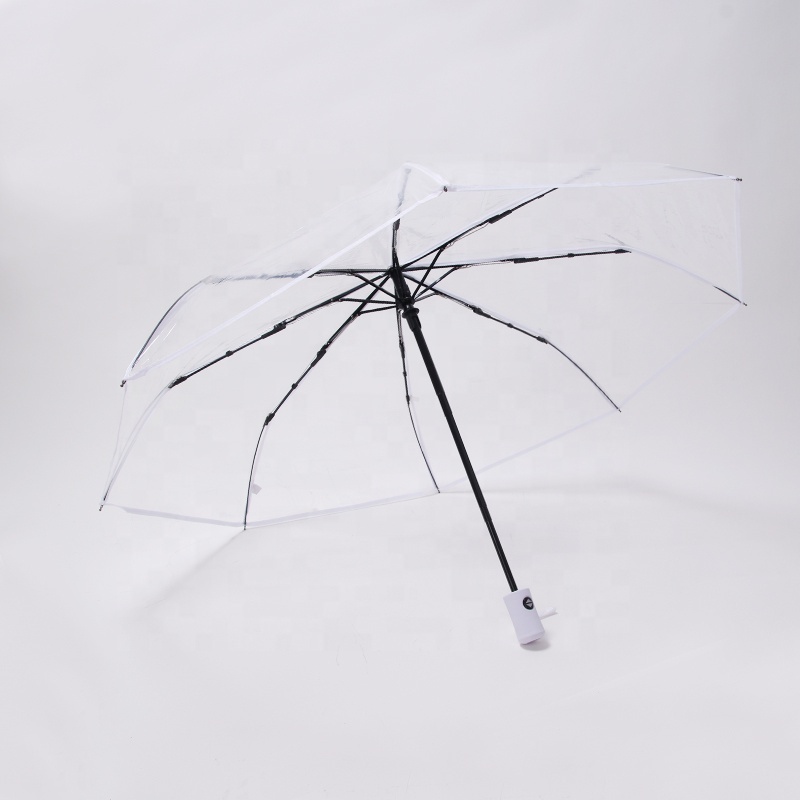 PVC transparent folding umbrella manu open clear folding umbrella and auto open and close folding umbrella