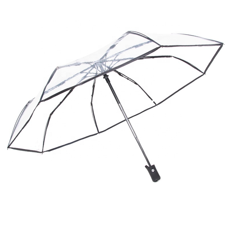 PVC transparent folding umbrella manu open clear folding umbrella and auto open and close folding umbrella