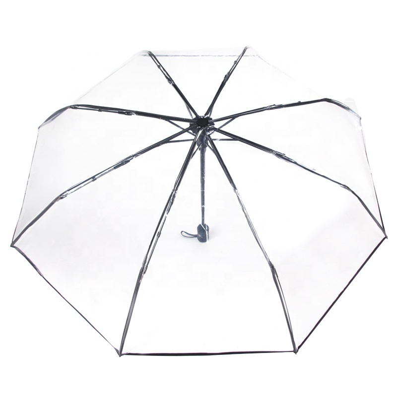 PVC transparent folding umbrella manu open clear folding umbrella and auto open and close folding umbrella