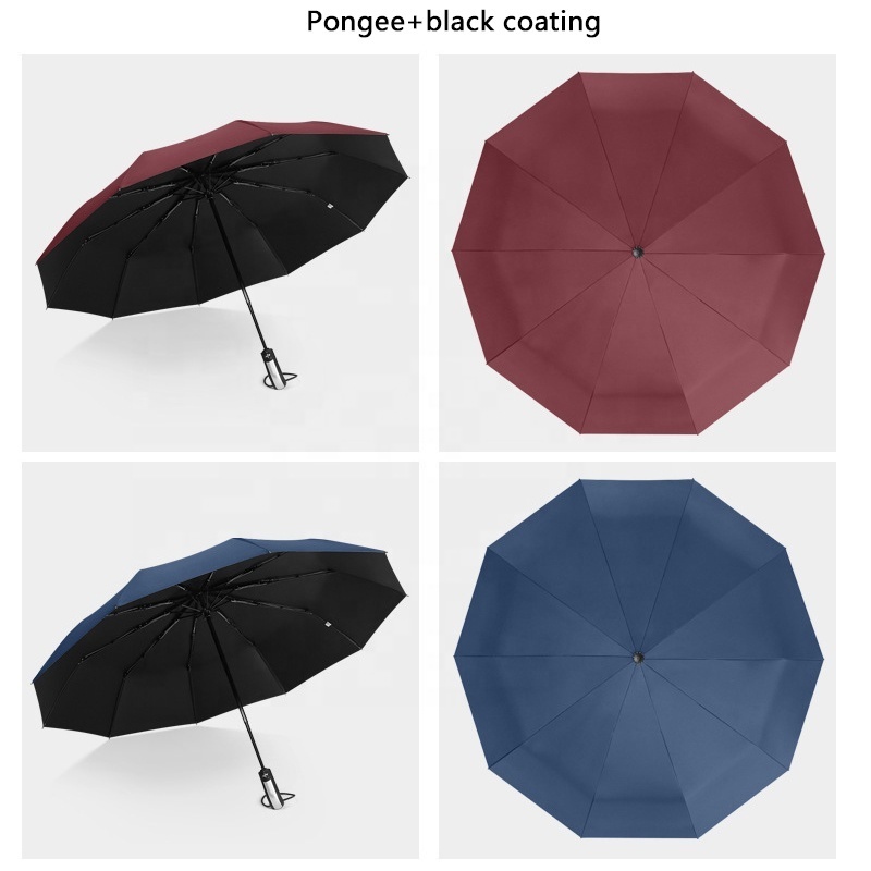 Custom LOGO Wind Resistant Fully-Automatic Umbrella Rain 3 Folding Gift Parasol Compact Large Travel Business Car 10K Umbrella