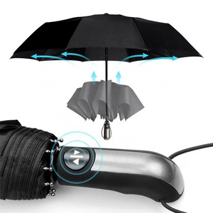 Custom LOGO Wind Resistant Fully-Automatic Umbrella Rain 3 Folding Gift Parasol Compact Large Travel Business Car 10K Umbrella