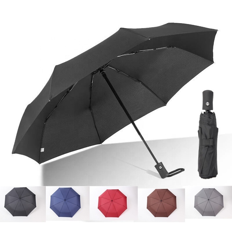 Cheapest full automatic umbrella rain custom advertising auto open 3 folding umbrella