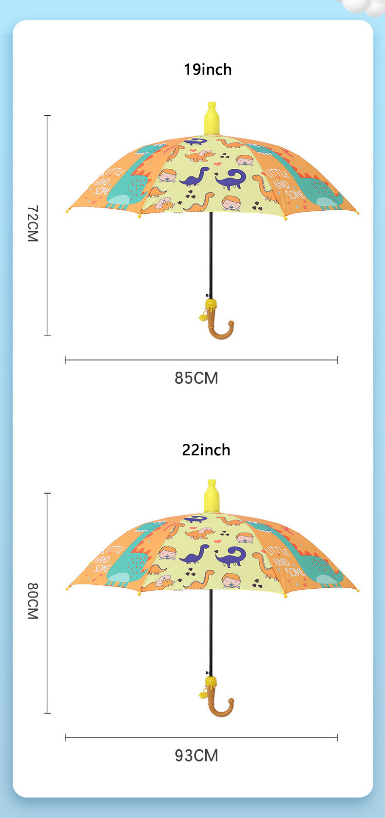 19 inch Kids Umbrella Manufacturer Cartoon Children's Umbrella Girl with Anti-drip Plastic Cover