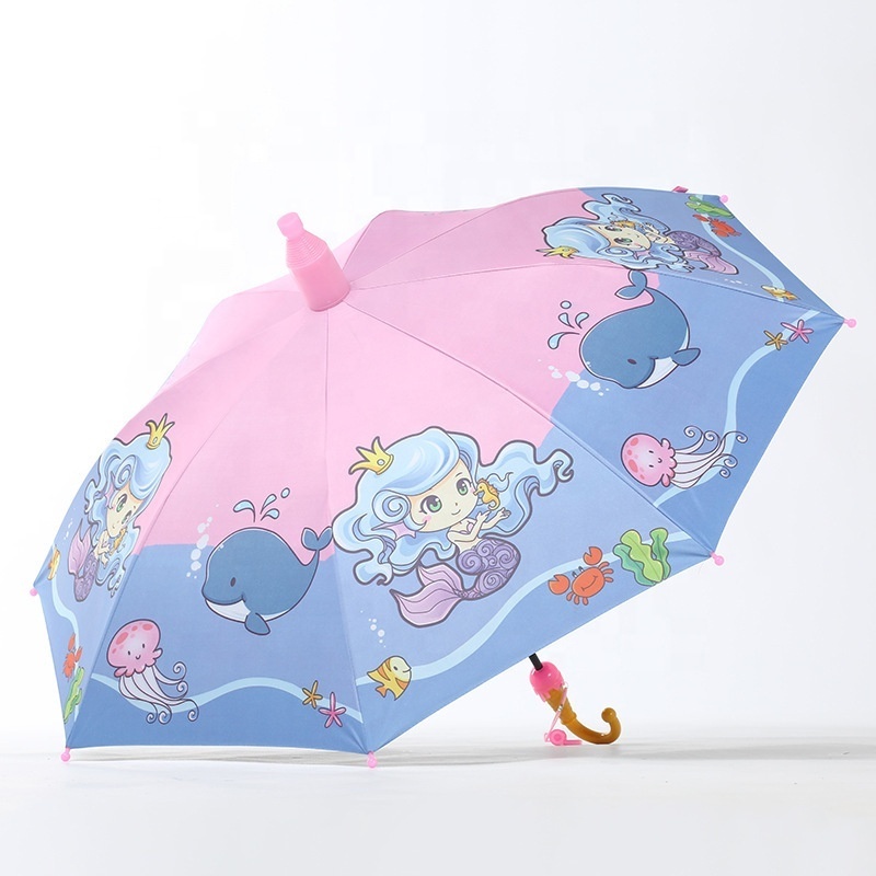 19 inch Kids Umbrella Manufacturer Cartoon Children's Umbrella Girl with Anti-drip Plastic Cover