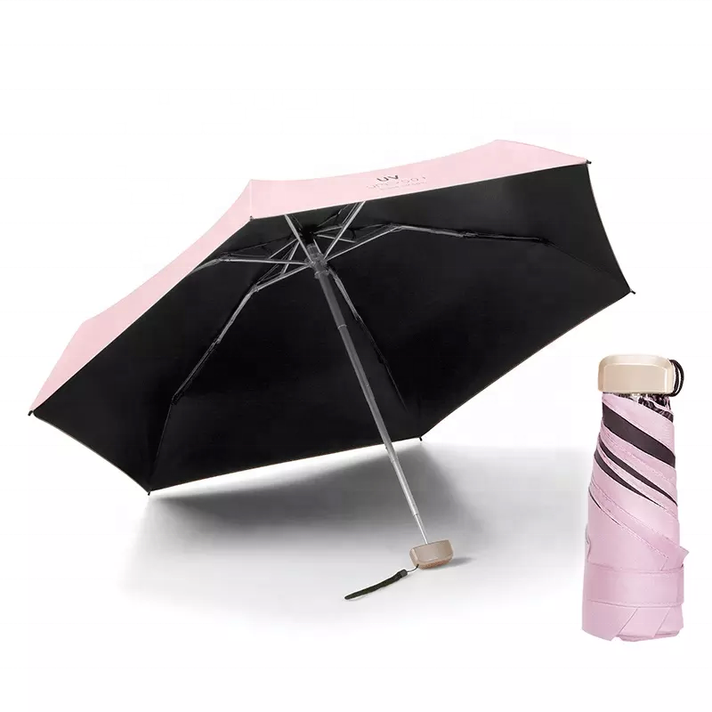 Luxury UPF50+ 6K Umbrellas Rainy Pocket Light 5 Folding Umbrella For Women UV Mini Small Flat Handle Umbrella