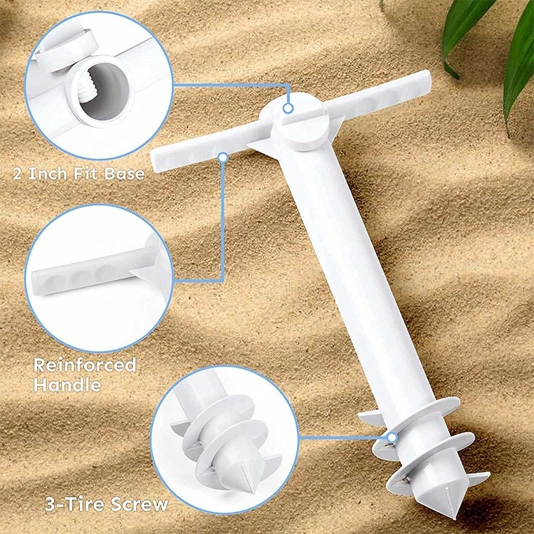 Beach Umbrella Sand Anchor, Umbrella Holder with 3 Spiral Screw One Size Fits All Beach Umbrella, Safe Stand for Strong Winds