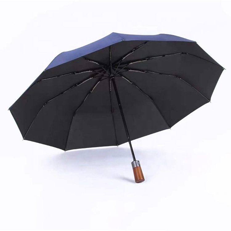 High quality big umbrella men business umbrella auto open close compact windproof Travel folding umbrella with wooden handle