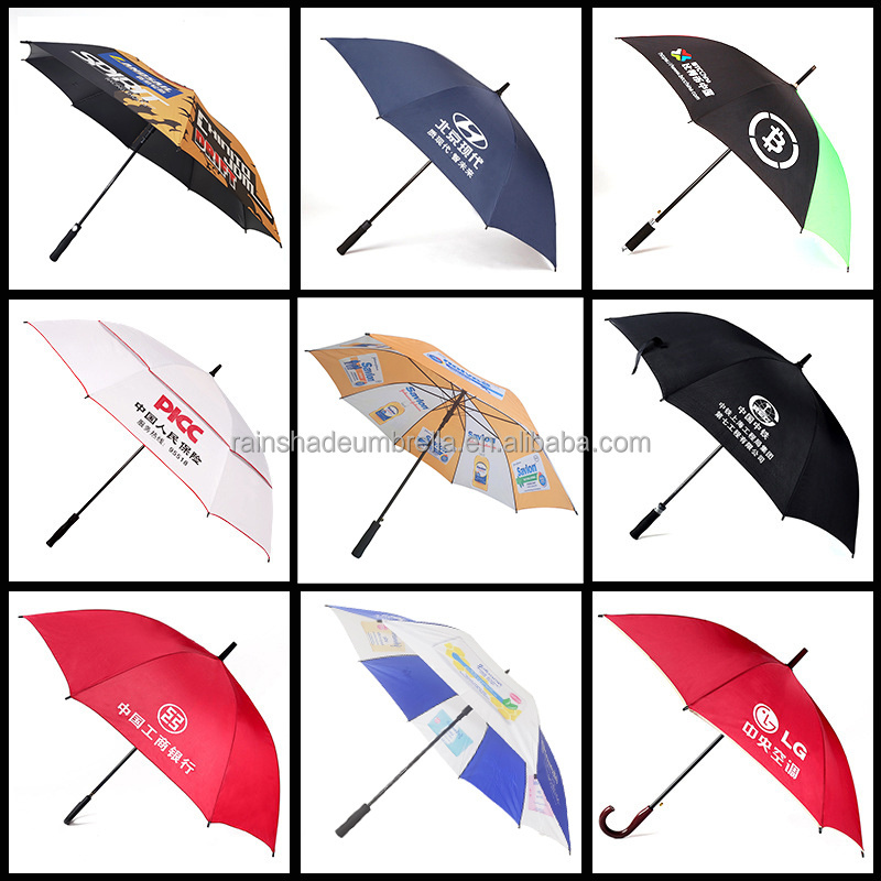 Custom print OEM golf umbrella with logo advertising golf umbrella Auto open  Promotional Custom Umbrella with logo prints