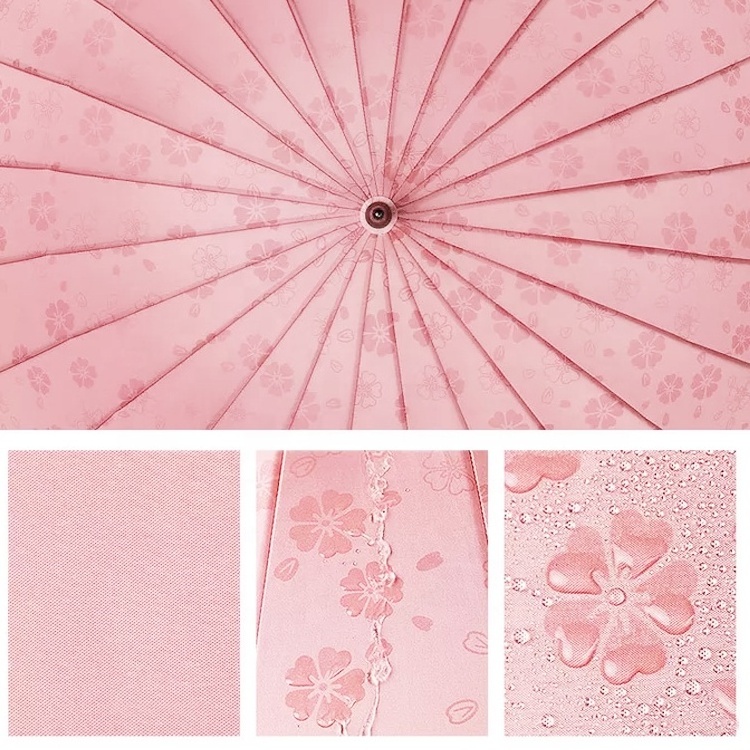 multi-color windproof waterproof straight umbrella 24 ribs EVA foam handle magic flower appears wet umbrella with logo