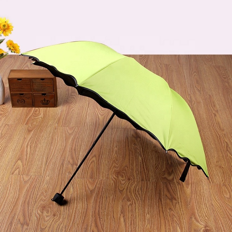 Flower Color Changing Umbrella Three Folds Magic Windproof Anti UV Sun Rain Outdoor Folding Umbrella