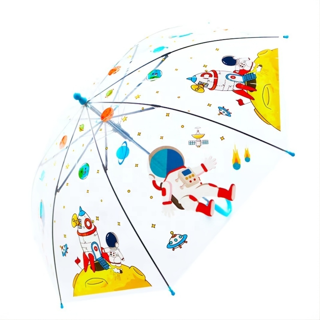 Wholesale cheap kids umbrella 19 inch transparent POE children umbrella