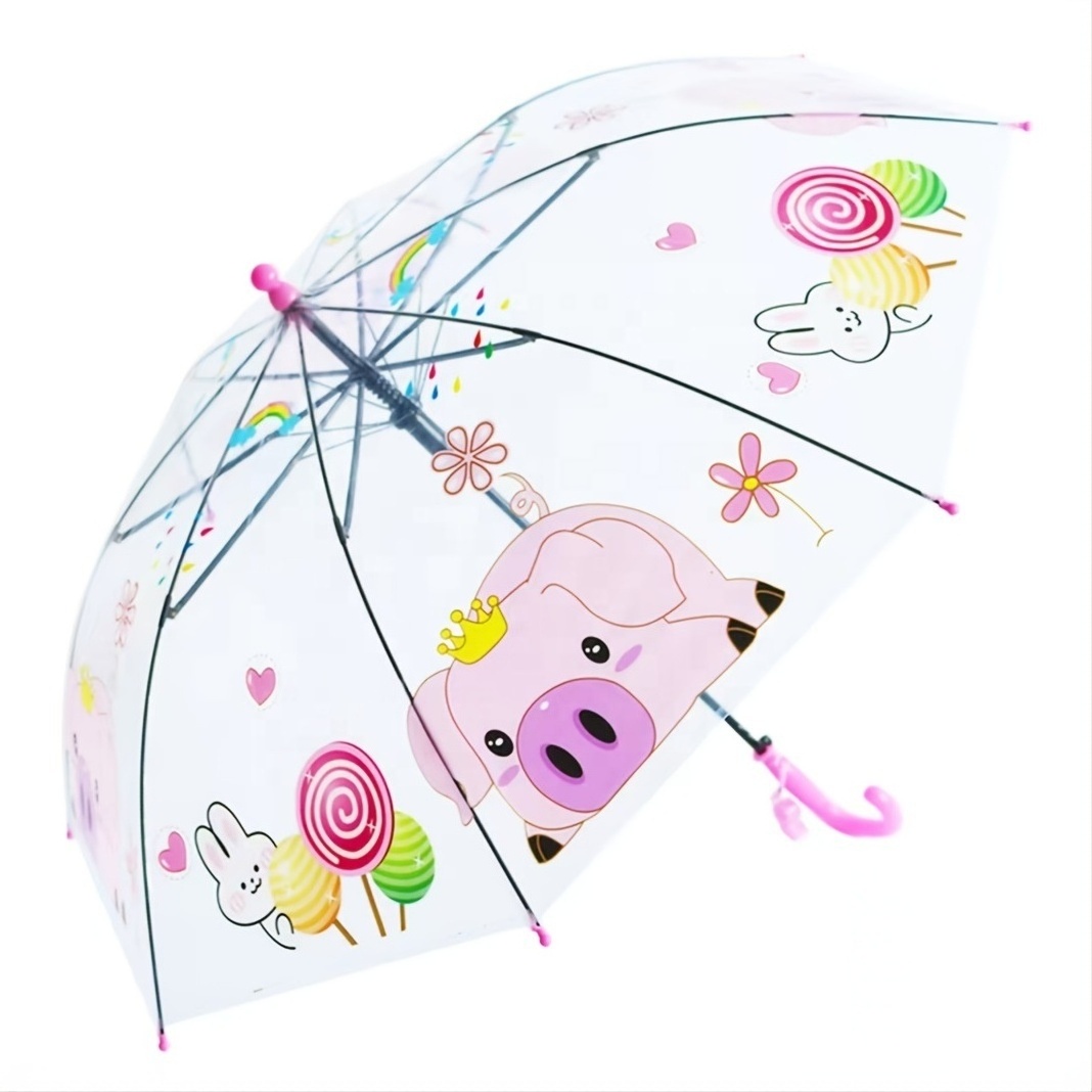 Wholesale cheap kids umbrella 19 inch transparent POE children umbrella