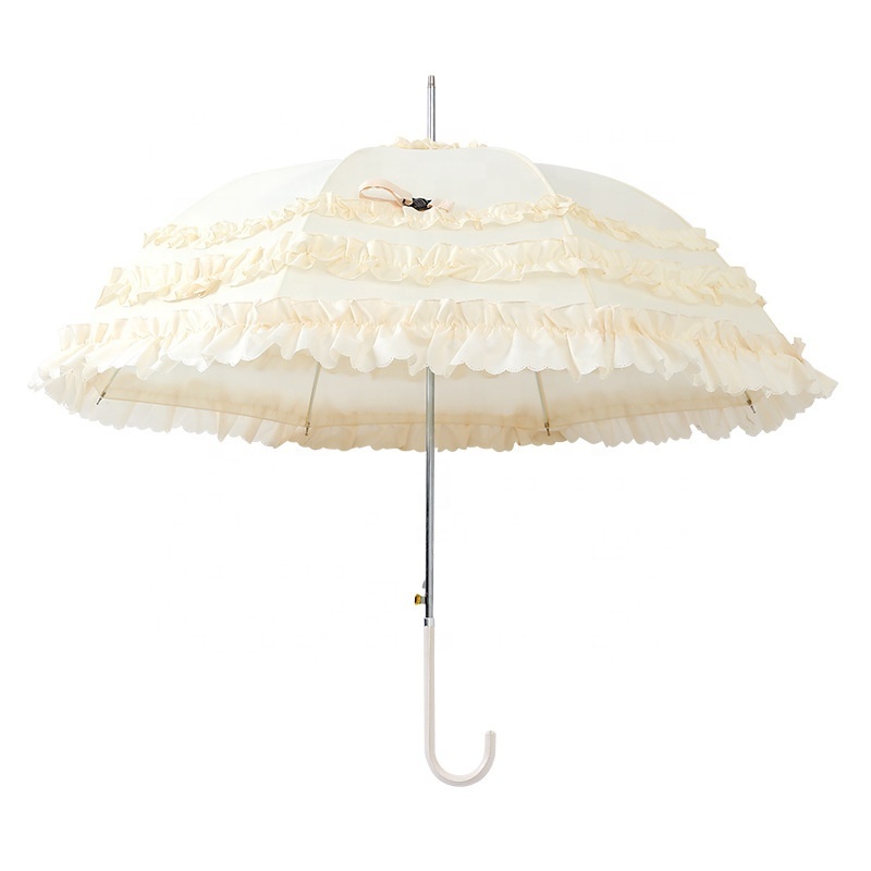 Cute Princess Cake Tower Umbrellas 8K Long Handle Photograph Prop Umbrella Multilayer Lace Cosplay Lolita Princess Umbrella