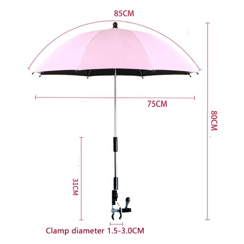 Stroller Umbrella for Chair with Clamp Umbrella Fixing Device UV Sun Shade Protection Umbrella for Baby