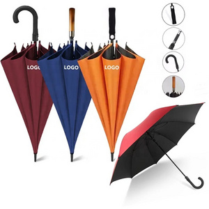 Semi automatic Customized logo Windproof stick golf Straight Travel Pongee Polyester Umbrella