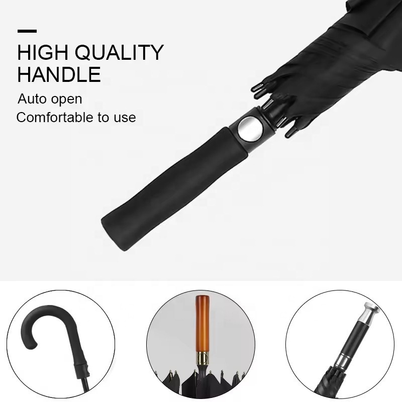 Semi automatic Customized logo Windproof stick golf Straight Travel Pongee Polyester Umbrella