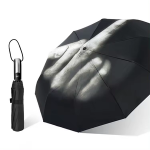 windproof travel funny middle finger umbrella auto open close 3 folding umbrella with logo