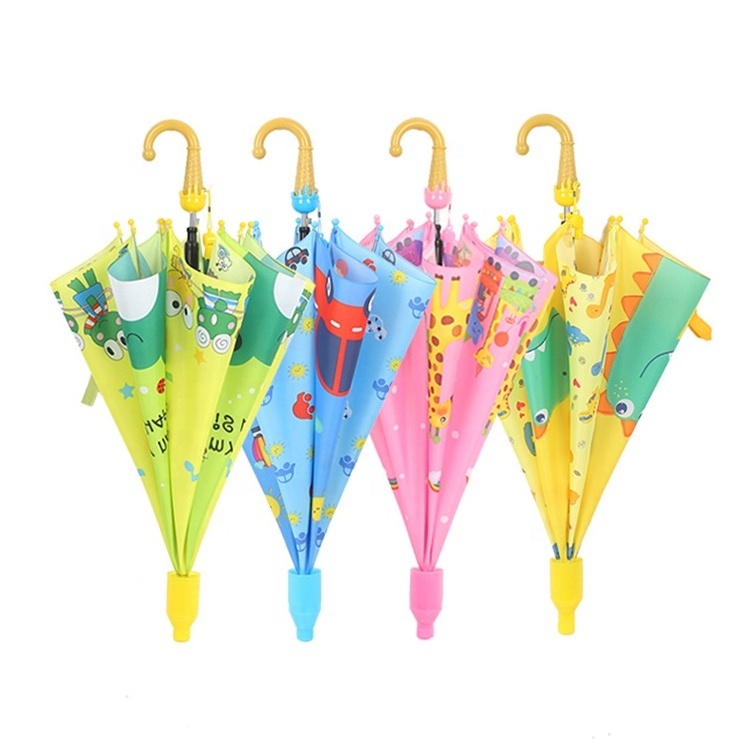 Multiple Custom 3D Cartoon Animal Design Child Kid Umbrella Long Handle Sun Rain Protection Umbrellas