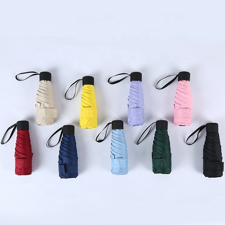 Travel Mini 6K Fold Umbrella Sun&Rain Light weight Small and Compact Pocket Umbrella With Logo Prints