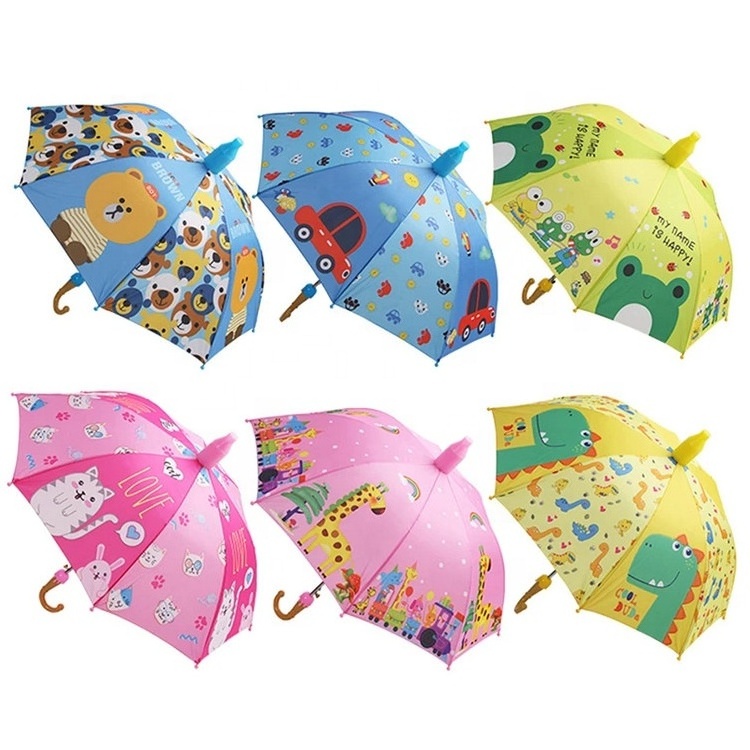 Multiple Custom 3D Cartoon Animal Design Child Kid Umbrella Long Handle Sun Rain Protection Umbrellas