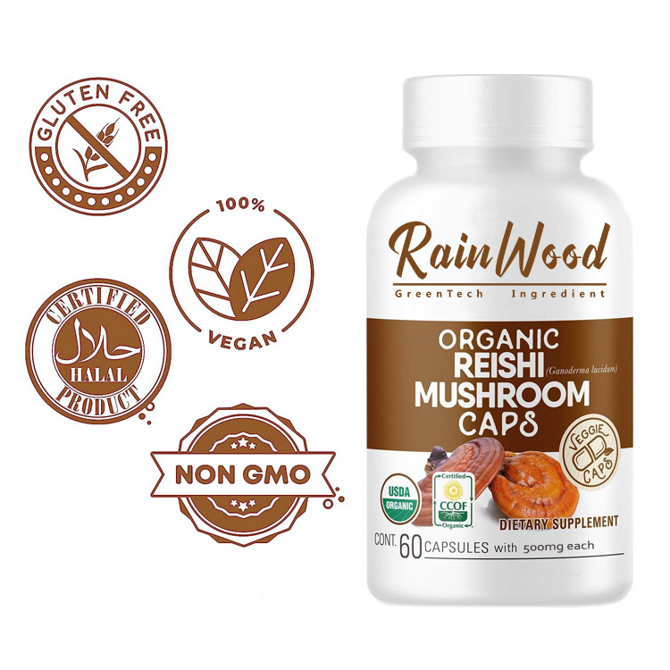 Rainwood Supply Reishi Mushroom Extract Capsules 500mg Ganoderma Lucidum Reishi Capsules