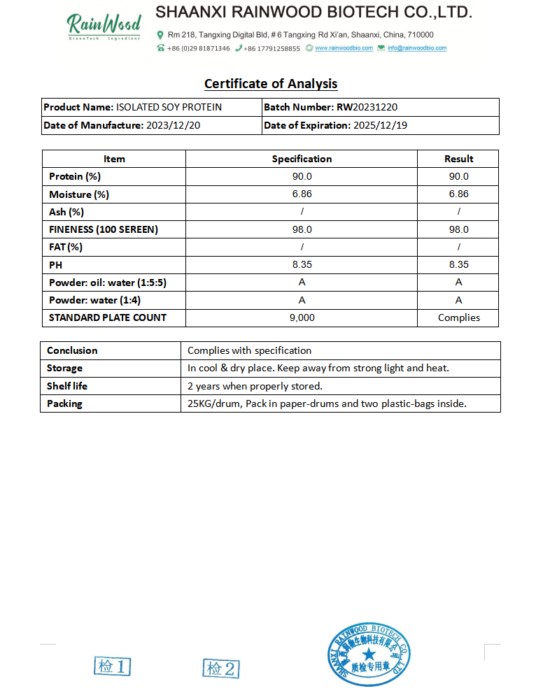 Organic Isolate Soy Protein Isolate 90% Soy Protein Isolate Powder