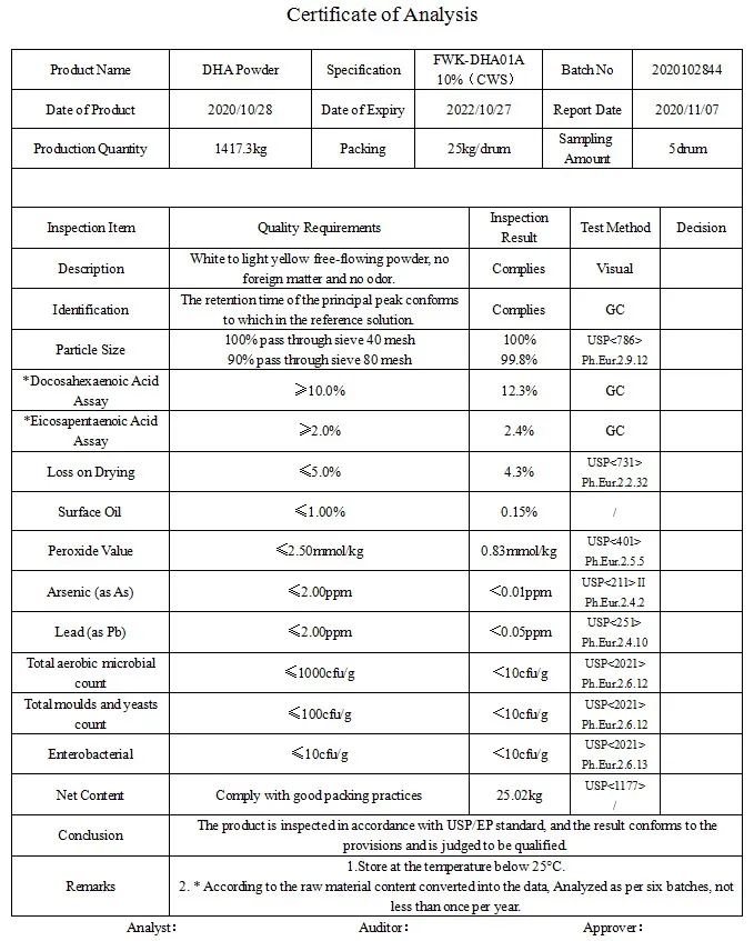 water soluble Docosahexaenoic Acid Algal oil DHA powder Omega-3 fish oil algae dha powder