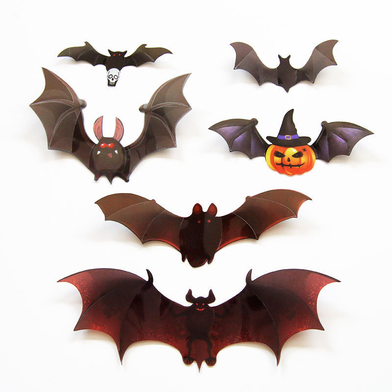 12 Pcs/ pack  16cm  PVC 3D bat wall sticker for Halloween Party  decorations