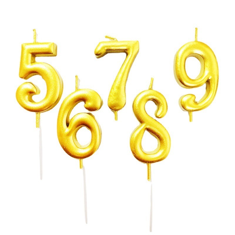 Birthday Gold-plated Digital Candles  Number Candles Lights Creative Cake Baking Candle Birthday Decor Party Supplies