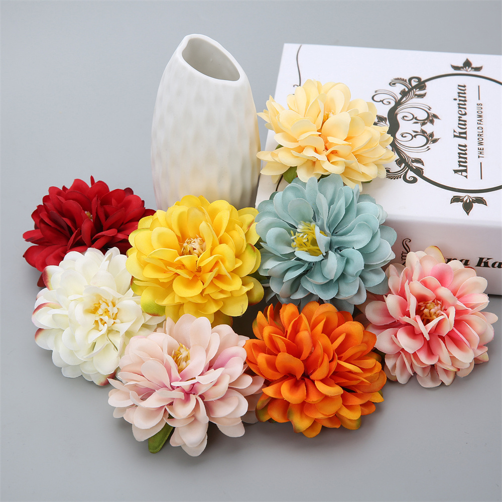 7cm Silk  Artificial  Dahlia Flower Heads  For Home Decor  Wedding Party  Backdrop wall decoration