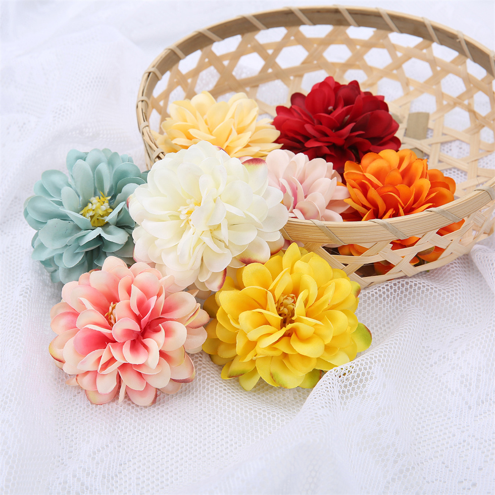 7cm Silk  Artificial  Dahlia Flower Heads  For Home Decor  Wedding Party  Backdrop wall decoration