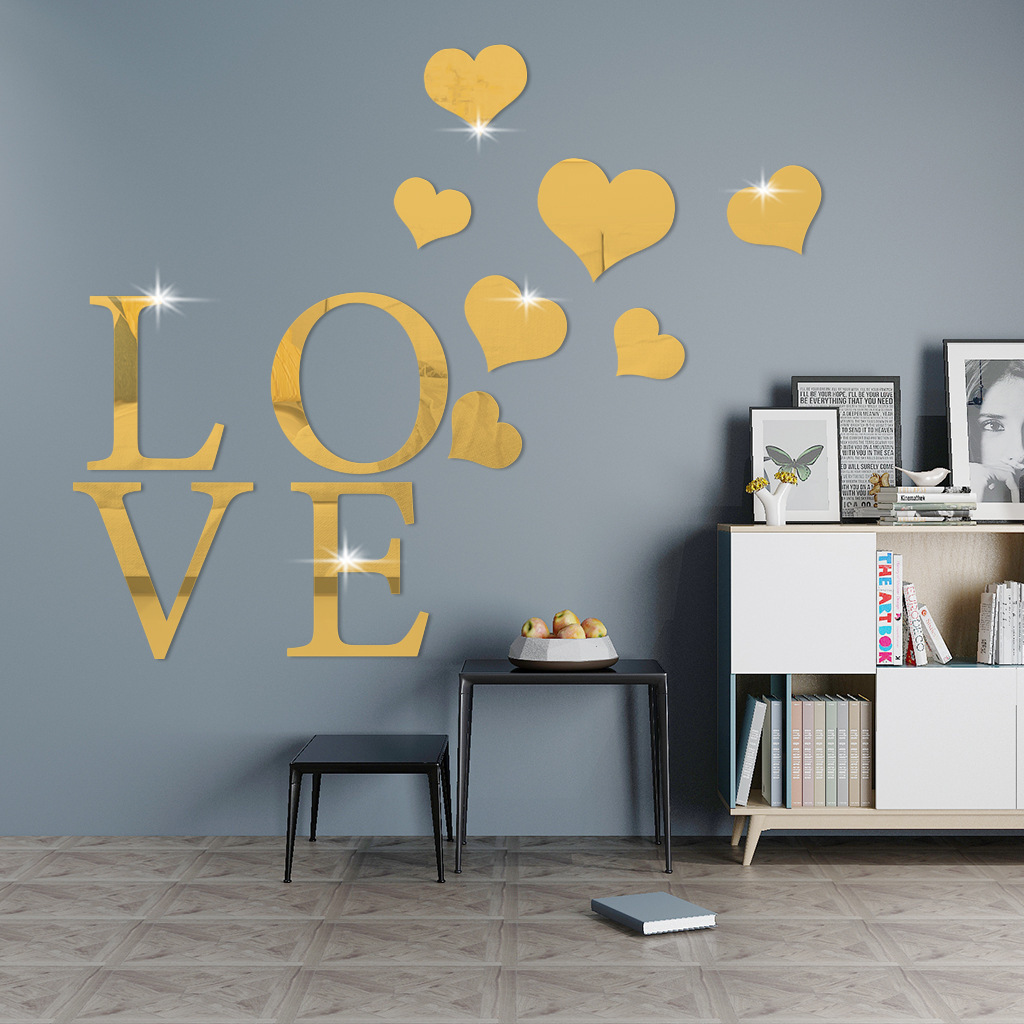 Acrylic LOVE Letter Mirror stickers Bedroom and living room decoration wall stickers