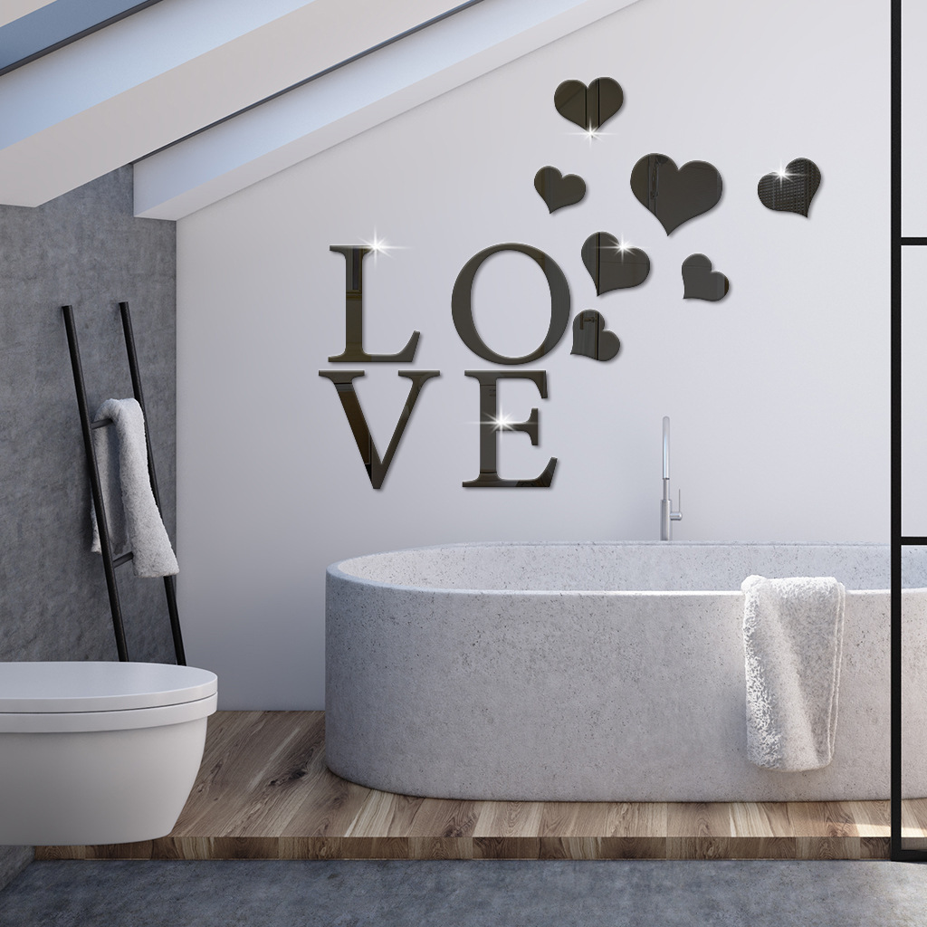 Acrylic LOVE Letter Mirror stickers Bedroom and living room decoration wall stickers