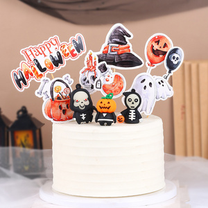 Paper and  Acrylic  BOO Happy  halloween Pumk Gost Cake  Topper  for halloween Christmas carnival  Cake  Decoration