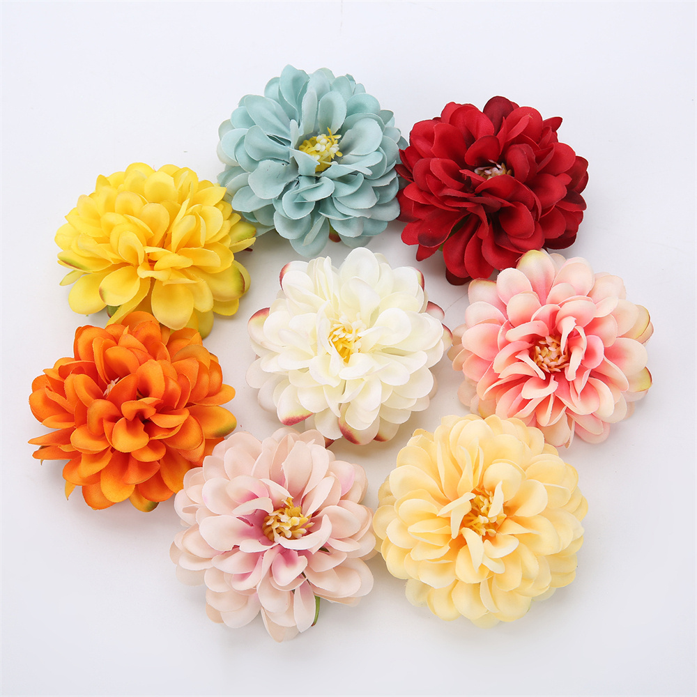 7cm Silk  Artificial  Dahlia Flower Heads  For Home Decor  Wedding Party  Backdrop wall decoration