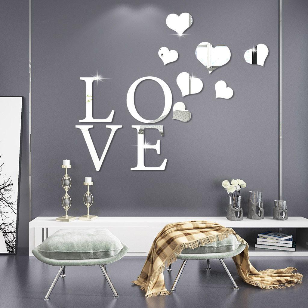 Acrylic LOVE Letter Mirror stickers Bedroom and living room decoration wall stickers