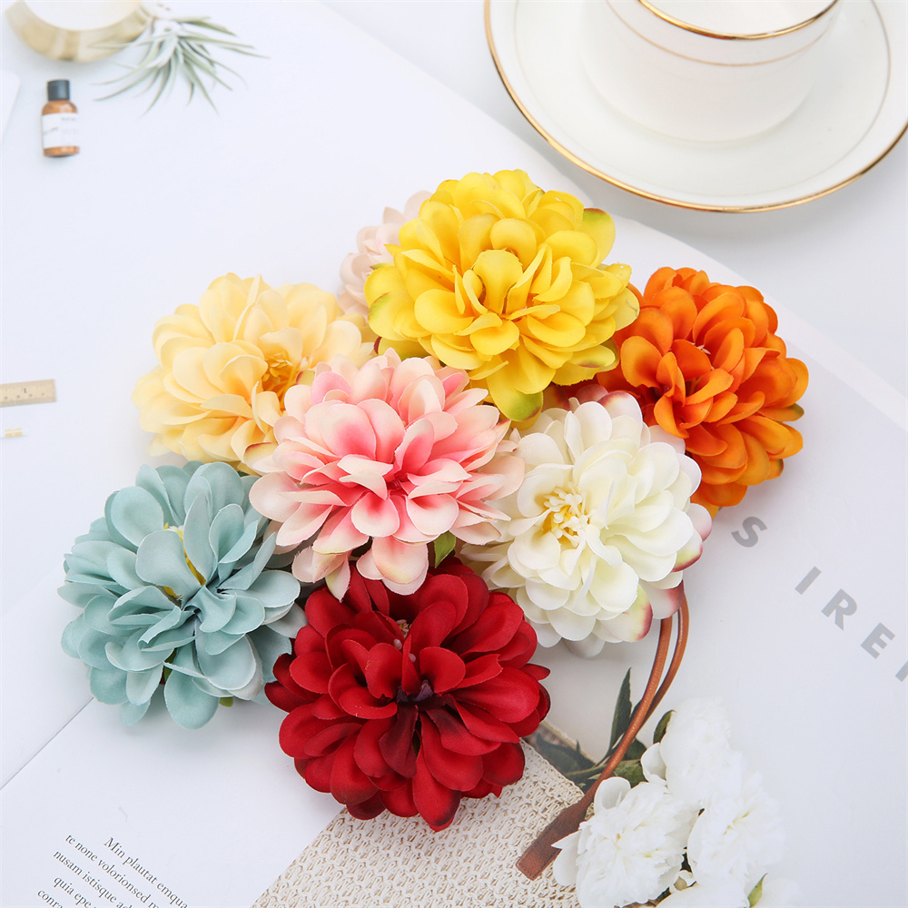 7cm Silk  Artificial  Dahlia Flower Heads  For Home Decor  Wedding Party  Backdrop wall decoration