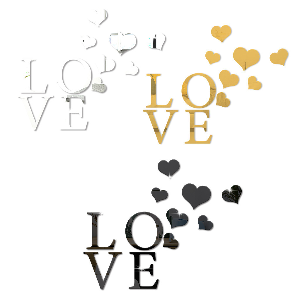 Acrylic LOVE Letter Mirror stickers Bedroom and living room decoration wall stickers