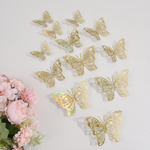 12 pcs hollow out butterfly wall stickers for festive home decoration Christmas Day decoration 3D butterfly stickers