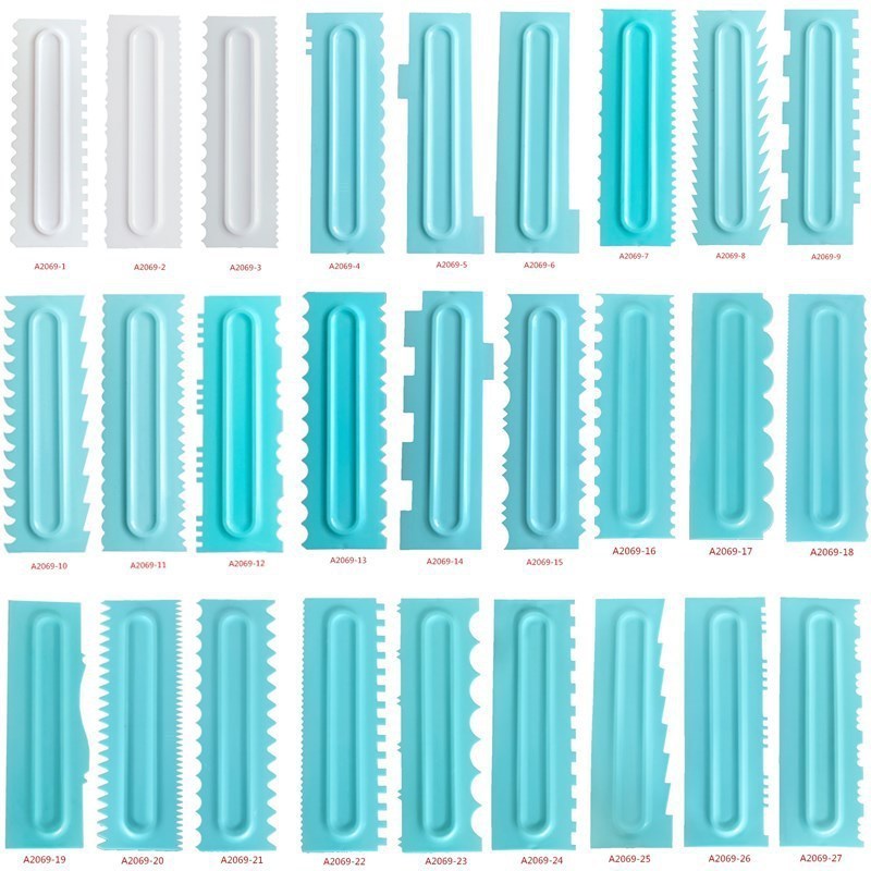 31styles Plastic Cake Cream Scraper Blue and White smoother scrapers cake pattern tool set Cake baking Tools