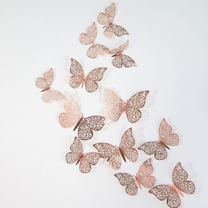 Hot Sale hollow out  3D  Butterfly Wall Stickers  for Wedding Party Decoration Background Butterflies Stickers