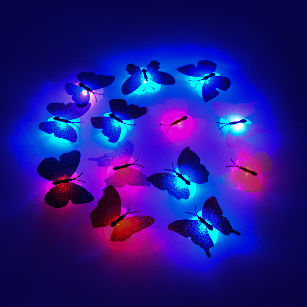 Hot sell Wall Stickers Led 3d Butterfly shape Night Light Lamp Glowing Wall Decals Stickers House living room Wall Decor