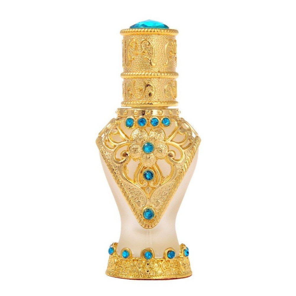 8ml Arabic Style crystal diamond perfume bottle with Metal and Beads Decorated Glass Stick/Dropper Cap