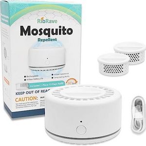 RibRave Electronic Mosquito Repeller Insect Repellent Indoor and Outdoor,30 ft Mosquito-Free Zone, Mosquito Repellent Device