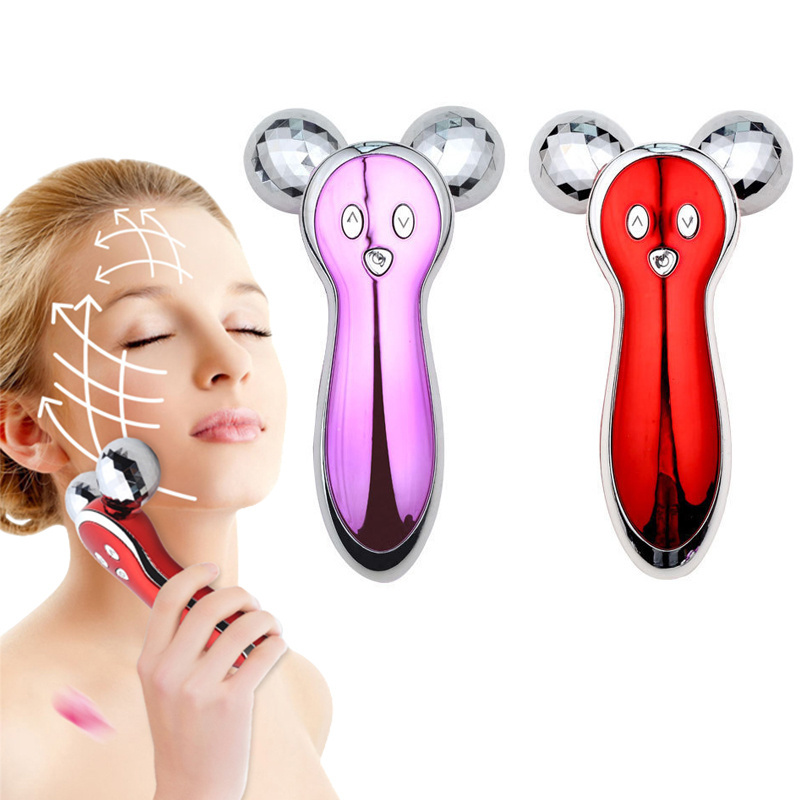 3D V Facial Roller Massager Microcurrent Vibration Skin Firming Wrinkle Removal Device Body Slimming Shaping Face Massage Tool