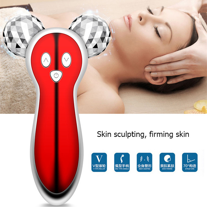 3D V Facial Roller Massager Microcurrent Vibration Skin Firming Wrinkle Removal Device Body Slimming Shaping Face Massage Tool