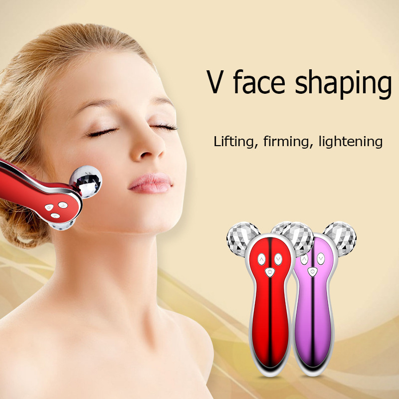 3D V Facial Roller Massager Microcurrent Vibration Skin Firming Wrinkle Removal Device Body Slimming Shaping Face Massage Tool