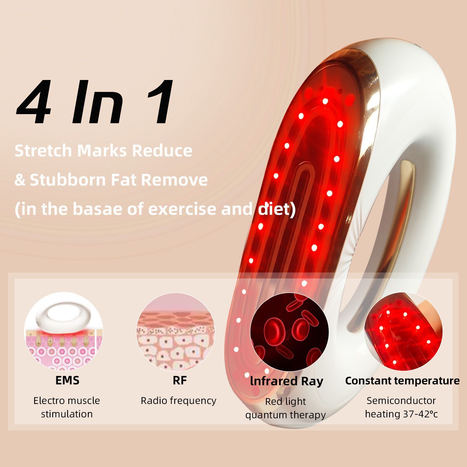 EMS RF red light  Body Shaping Massager Weight Loss Anti Cellulite Fat Burner Galvanic Led Beauty Slimming Fat Burning Machine